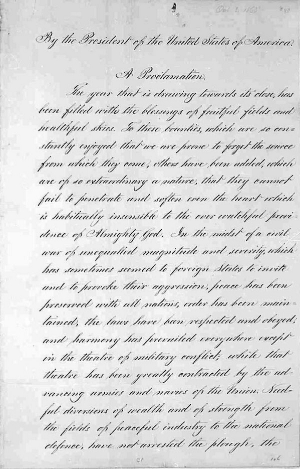 Lincoln's Thanksgiving Proclamation pg1