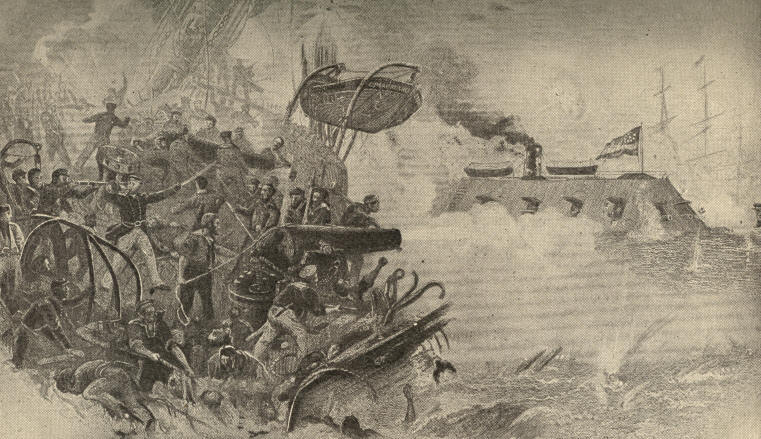 The Sinking of the Frigate Cumberland by the Merrimac in Hampton Roads, March 8, 1862 