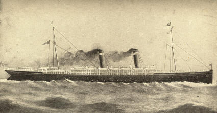 The American Line Steamship St. Louis, launched from the Cramps Docks, November 12. 1894.  (554 feet long 11,000 tons, and 20,000 horse-power.)
