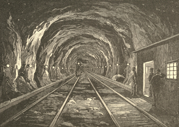 The Hoosac Tunnel Lit by Glow Lamps, after the Plan of the Marr Construction Company